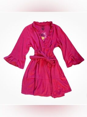 Betsey Johnson Intimates Hot Pink Ruffle Bath Robe Women’s Size Large